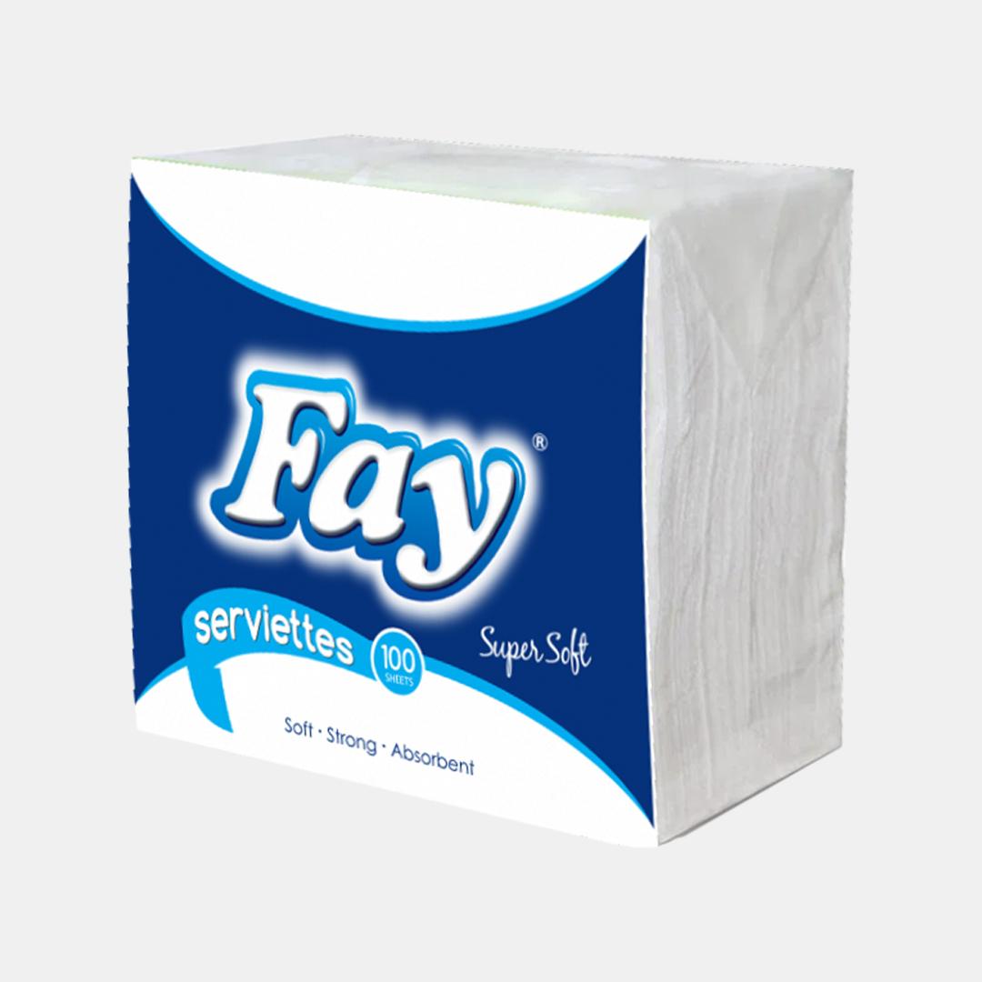 Fay Serviette 1ply 60x100shts White(Singles)